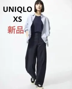 ユニクロ ジャージーバレルレッグパンツ タグ付きネイビーXS