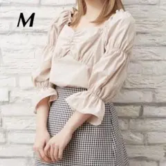 新品 INGNI イング バックリボン スクエアネック デザイン ブラウス M