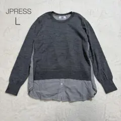 【J.PRESS】長袖シャツ L ドッキング グレー 良品 重ね着風 カジュアルのサムネイル