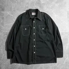 70s Vintage stitched black box cut shirt