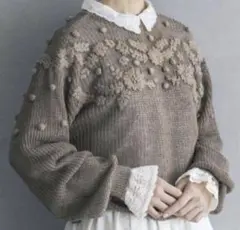 【美品】kazumi X Samansa Mos2 リネン花刺繍2wayニット