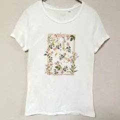 GUESS 花柄 ビジュー ロゴTシャツ ホワイト 半袖 S