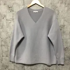 【PLST】プラステ 綿ポリエステル Vネック ニットプルオーバー M