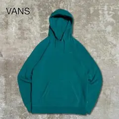 VANSスウェットパーカープルオーバーグリーン刺繍ロゴラグラン古着Mのサムネイル