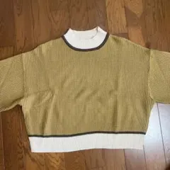 リブ編みクルーネッククロップドニット