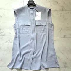 未使用タグ付Theory ノースリーブブラウス ライトブルー 23SS　セオリー