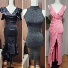 パーティードレス3着セット ピンク黒グレー