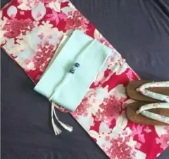 臙脂♪綿麻浴衣 翠風に揺れる露草☆高級 綿麻浴衣☆新品 浴衣セット 3