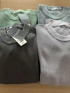 新品未使用　GUウォッシュドリブクルーネックセーター4枚セット　XL