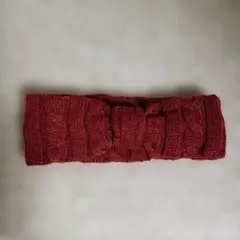 ニットヘアバンド リボン付き