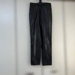 合成皮革ブラックパンツ ゴムウエスト