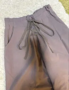 MAJESTIC LEGON フレアパンツ　編み上げ　バックゴム　ピンクベージュ