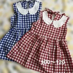 チェック柄♡ノースリーブワンピース　お揃い　双子ちゃん