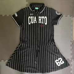 美品‼️Cuarto UNITEDゴルフワンピース Lサイズ ブラック ストライプのサムネイル