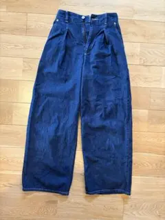 ダークブルー ワイドデニムパンツ　GU Sサイズ