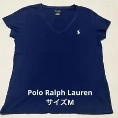 ポロ ラルフローレン Vネック Tシャツ ネイビー ポニー刺繍 Mサイズ