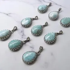 ラリマー ティアドロップペンダントトップ ドミニカ産天然石 アレルギー対応