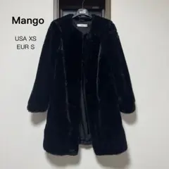 MANGO ブラック フェイクファー ロングコートのサムネイル