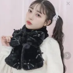 Bijou ribbonリボンマフラー ブラック