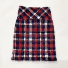 未使用 ヴィトン モヘヤ チェック スカート レッド ネイビーのサムネイル