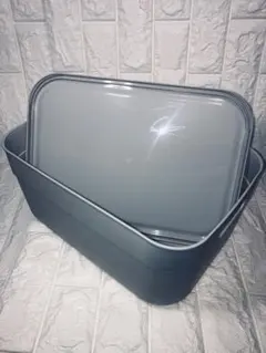 グレー プラスチック ストレージボックス 蓋付き【宅配ボックス】