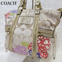 美品　コーチ　ショルダーバッグ　2way ポピー　デイジー　スパンコール　A4