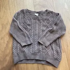 petit main ケーブル編みセーター M ブラウン