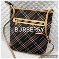 美品　バーバリーブルーレーベル　ノバチェック　ナイロンショルダーバッグ　三陽商会