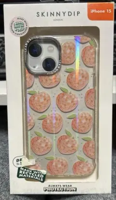 【激安】SKINNYDIP iPhone 15 ディスコフルーツ柄ケース ピーチ