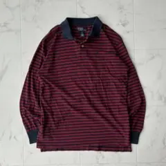 90s 00s ポロラルフローレン 紺赤 ボーダー ロンT オールドラルフ