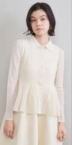 mila owen アンサンブルぺプラムシアーポロニットカーディガン