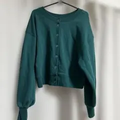 リングスナップカーディガン グリーン earth music&ecology