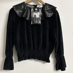 ブラックベルベットシャツ　 フェアリーグランジ　ゴスロリ　ダークコア