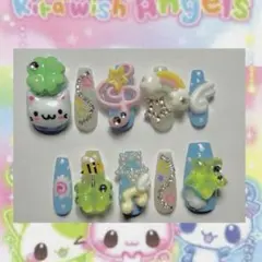 ネイルチップ 平成女児 ウィッシュコア ドット ねこ 音符 なると クローバー