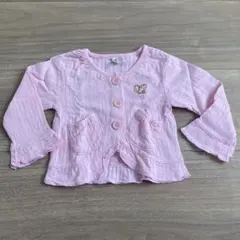 ピンクリブ編みカーディガン　80cm