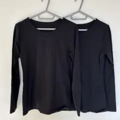 ジーユー　スタイルヒートエクストラクルーネックT長袖　ブラック　M　2枚セット