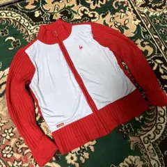 ルコックゴルフ　ニット　ジップアップ　レッド