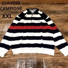 ⁠古着 CLAUDIOCAMPIONE ボーダー ラガーシャツ ポロシャツ⁠3L