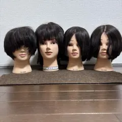 カットウィッグ 美容師 美容学生 マネキン 練習用 国家試験用 4体まとめ売り