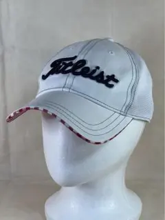 Titleist ゴルフ メッシュキャップ 白 つば裏チェック柄のサムネイル