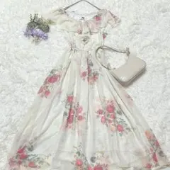 Supreme.La.La 花柄ワンピース M オフショル風 フレア ロング丈