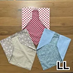 三角巾　ハンドメイド　片面花柄　水色系　LLサイズ