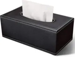 ティッシュボックス PUレザー 約W23.5×D12×H8㎝ 黒色240K922
