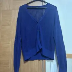 UNIQLOネイビー Vネック カーディガン 透かし編み