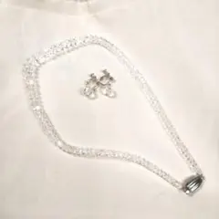 クリスタル 水晶 necklace ネックレス イヤリング セット 未使用級