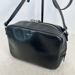 極美品】アニエスベー ハーフムーン ショルダーバッグ ナイロン 黒 赤