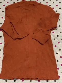 ユニクロキッズ　リブハイネックTシャツ ガールズ　160 オレンジ