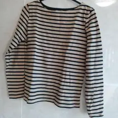 ストライプ 長袖 ボートネック トップス