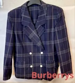 Burberrys チェック柄　スーツ　ダブルブレスト　テーラードジャケット　Sのサムネイル