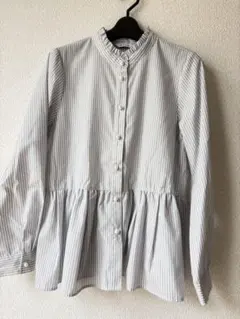 【新品未使用】Te chichi テチチ　ストライプ フリル襟 長袖シャツ